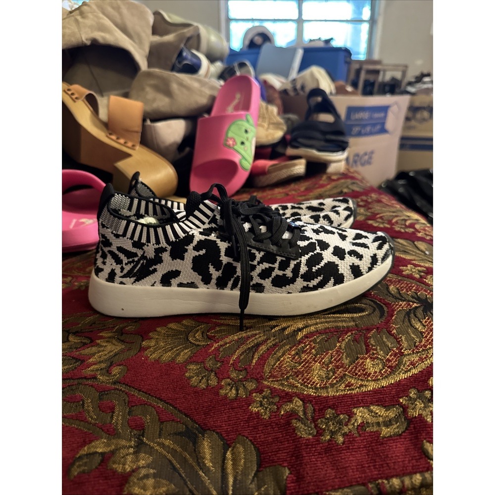 Nautica Leopard Print Mesh Slip On Sneakers Athletic Shoes Size 7 5 White/Black